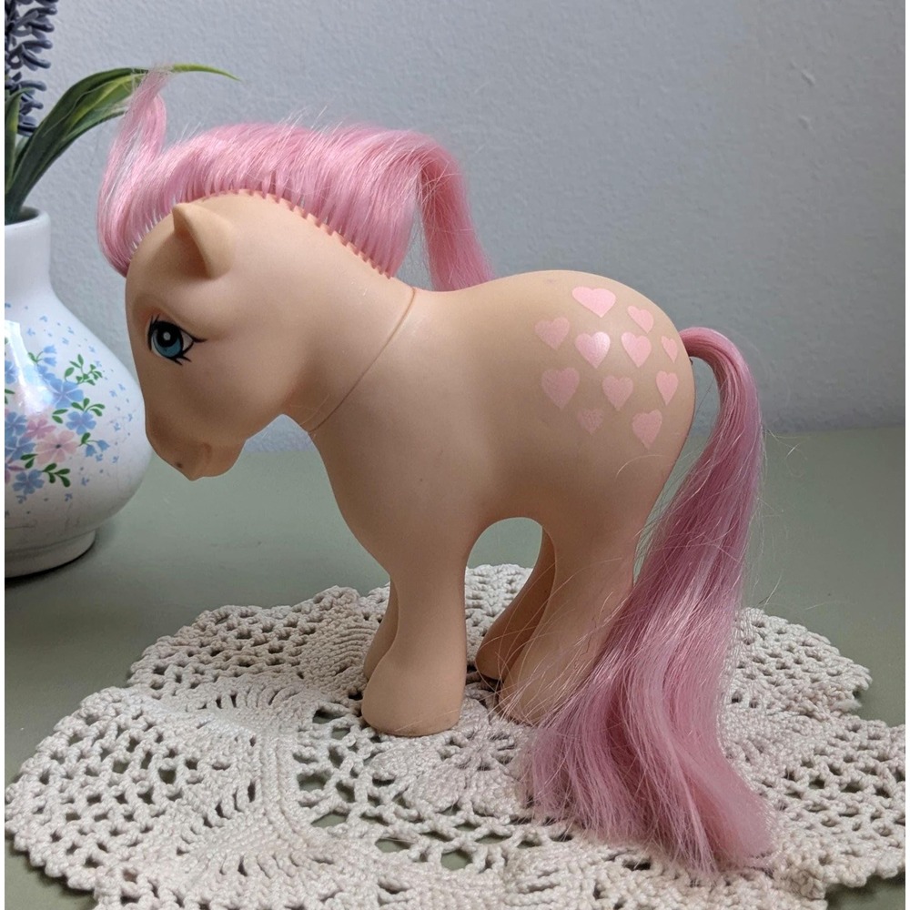 Vintage 1982 My Little Pony G1 Peachy Pink Hearts Hasbro Hong Kong